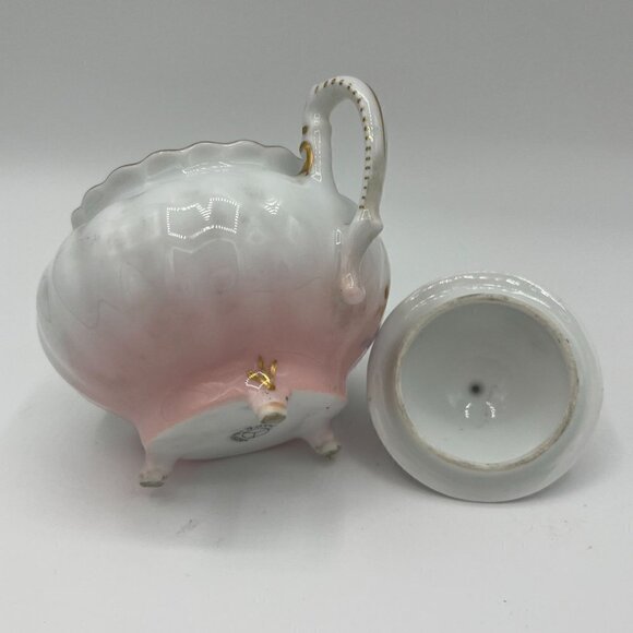 Small Floral Sugar Bowl with Lid and Gold Trim - 2 Handles - Picture 3 of 4